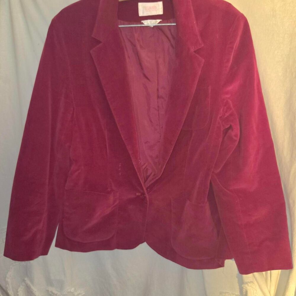 D.S. Ross Fuchsia Velvet Blazer Jacket - Approx. Size S/M 80s Vintage indie ac